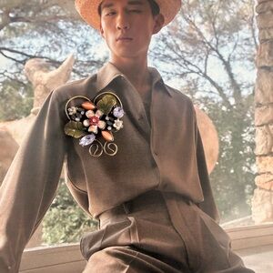 Enamel  heart shape  Brooch